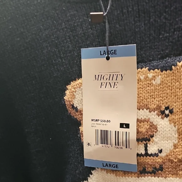 Mighty Fine Navy Sweater with Bear Motif - Picture 3 of 3
